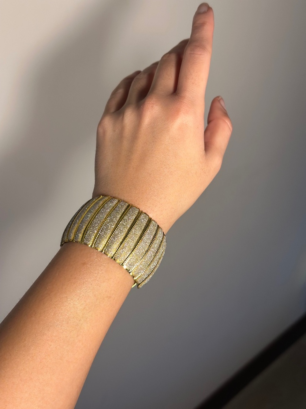 Cuff Bangle Bracelet with Silver & Gold Tones